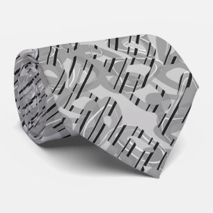 Corbata Resumen arte moderno rayado gris, blanco, negro