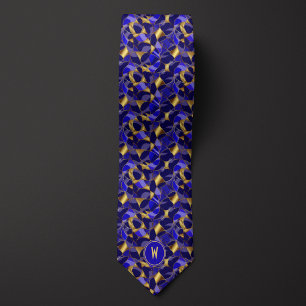Corbata Resumen azul y oro
