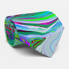 Corbata Resumen de Groovy Swirl Retro Green, Red and Magen