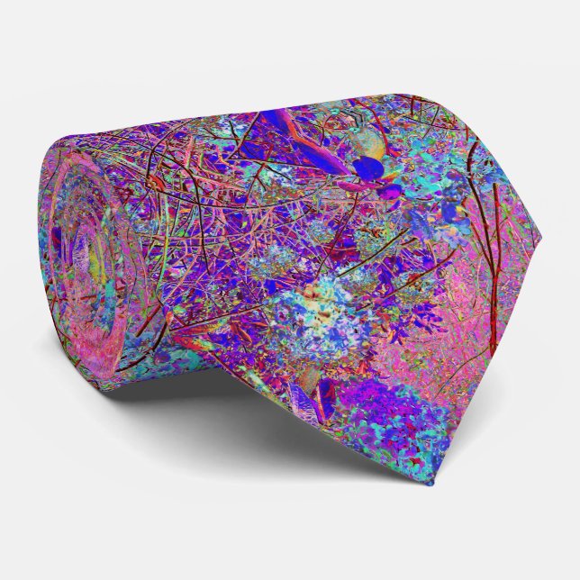 Corbata Resumen de hidrangea púrpura y azul con magenta (Enrollado)