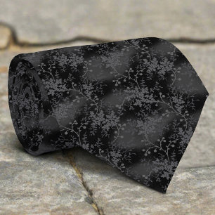 Corbata Resumen de hojas blancas negras modelo de diseño r