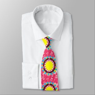 Corbata Resumen del patrón floral de círculo colorido