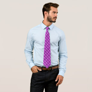 Corbata Resumen Feliz Flor Púrpura Seda Foulard
