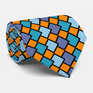 Corbata Resumen Forma de diamante geométrico Naranja Azul