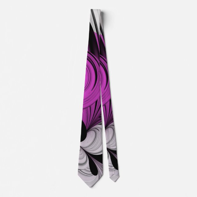 Corbata Resumen Gris Negro Con Arte Fractal Magenta (Anverso)