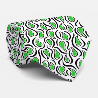 Corbata Resumen Paisley 230523 - Green Spring, B&W