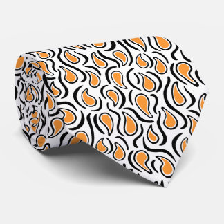 Corbata Resumen Paisley 230523 - Naranja ligero, B&W
