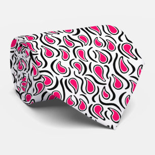Corbata Resumen Paisley 230523 - Neon Red, B&W