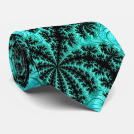 Corbata Resumen Patrón fractal verde negro