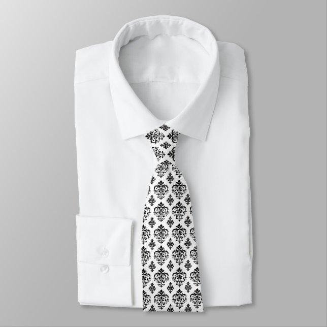 Corbata Resumen Patrón negro gótico (Atado)