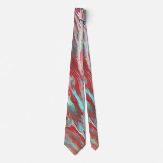 Corbata Resumen Psychedelic Aqua Red Waves Ties
