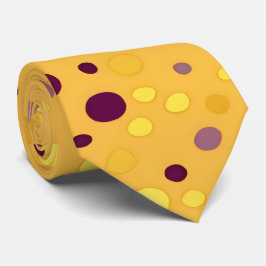 Corbata Resumen Punto de Polka amarillo dorado y ciruela p