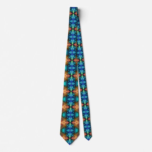 Corbata Resumen retro fractal psicodélico (Anverso)