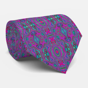 Corbata Resumen trippy retro magenta, azul y verde