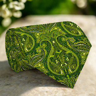 Corbata Resumen verde Patrón floral de Paisley oscuro Dama