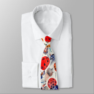 Corbata Resumen Vibrante Ladybugs Rojos Pintado Patrón