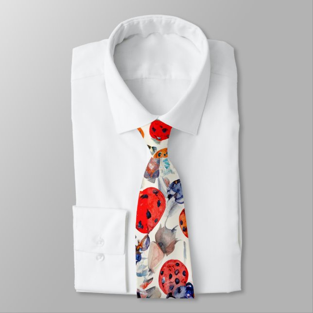 Corbata Resumen Vibrante Ladybugs Rojos Pintado Patrón (Atado)