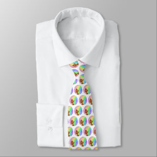 Corbata Retrato Afro Arcoíris Pastel Groovy Retro Rizado