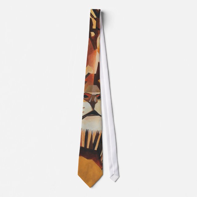 Corbata Retrato De León En Estilo De Arte Geométrico (Anverso)