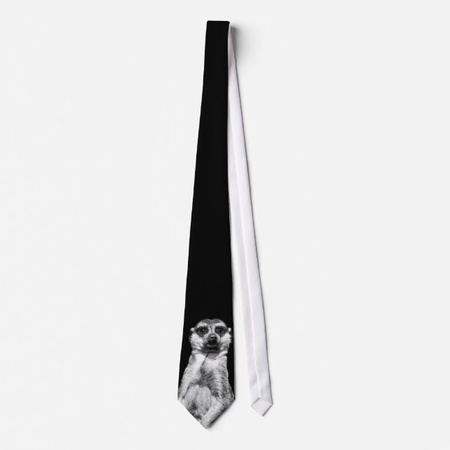 Corbata Retrato de Meerkat en lazo negro (Anverso)