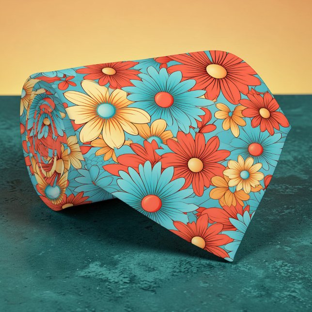 Corbata Retro 70s Classic Flowers Groovy Custom Necktie (Subido por el creador)