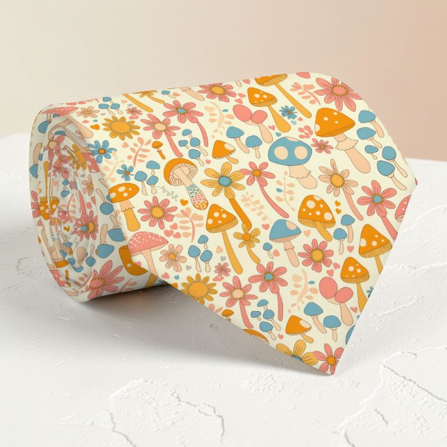 Corbata Retro 70s Mushroom Classic Custom Necktie (Subido por el creador)