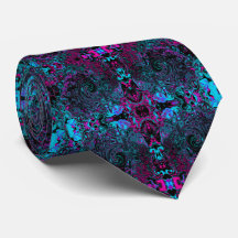 Retro Aqua Magenta y Black Abstract Swirl