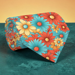 Corbata Retro Clásica Años 70 Flores Groovy Person