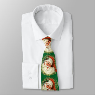 Corbata Retro Cute Chubby Santa Wreath