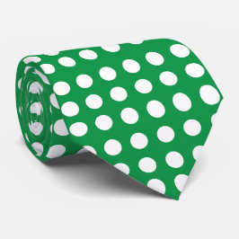 Corbata Retro de cosecha de polka blanca verde