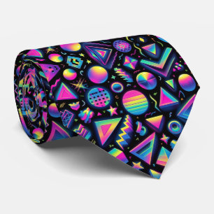 Corbata Retro de formas funky de neón de los 80