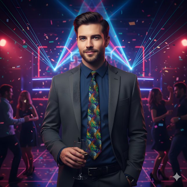 Corbata Retro Disco Ball Holographic Necer (Subido por el creador)