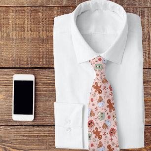 Corbata Retro Gingerbread Man Candy Cane