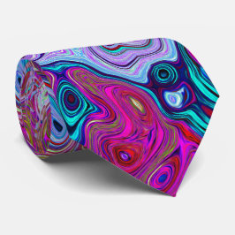 Corbata Retro Groovy Abstract Remolino de Lavanda y Magent