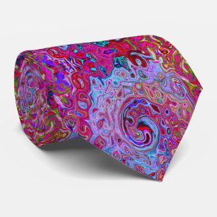 Corbata Retro Groovy Abstract Remolino de Lavanda y Magent