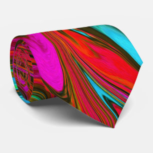 Corbata Retro Groovy Magenta, arte abstracto rojo y azul
