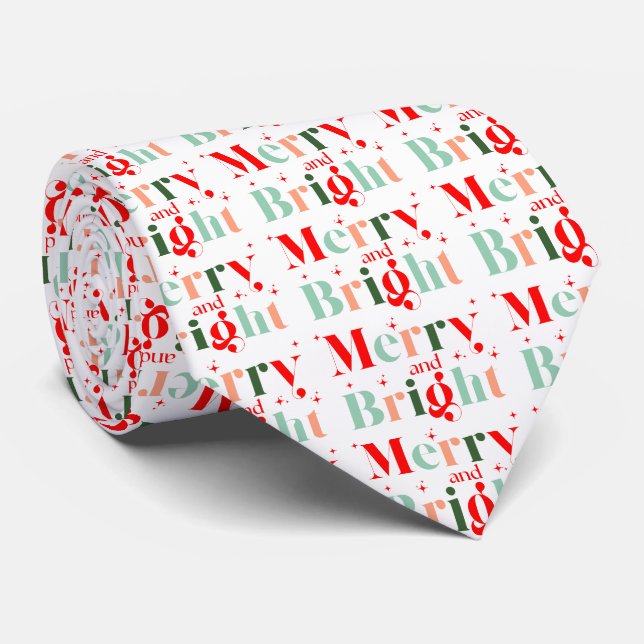 Corbata Retro Merry and Bright Christmas (Enrollado)