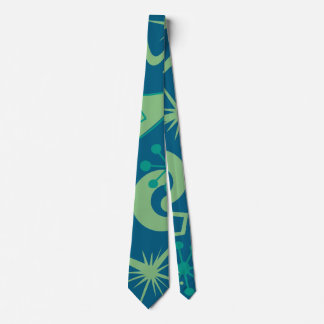 Corbata Retro Mid Century Green & Blue Abstract