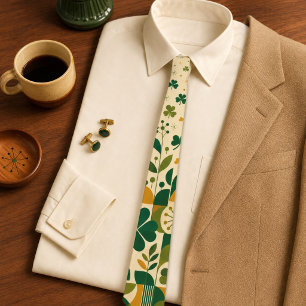 Corbata Retro Moderno de Mitad de Siglo Trébol Día de San 