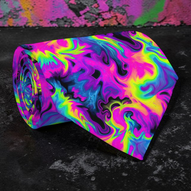 Corbata Retro Neon Tie-Dye Custom Necktie (Subido por el creador)