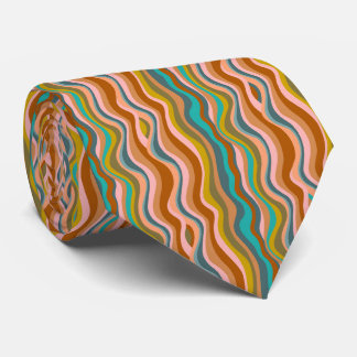 Corbata Retro Olas Rayas Verde Azul Rosa Óxido de 