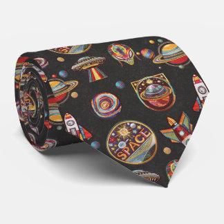 Corbata Retro Space and UFO Pattern for Sci-Fi Fans