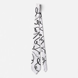 Corbata Retro Swirl Moderno Blanco Negro