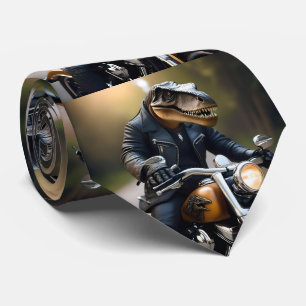 Corbata **"Rex Acelerado: T-Rex con Cuero y en Motocicleta