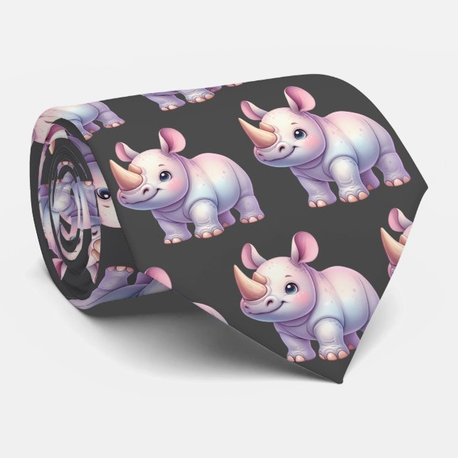 Corbata Rinoceronte rinocerontes rinocerontes Kawaii Cute  (Enrollado)