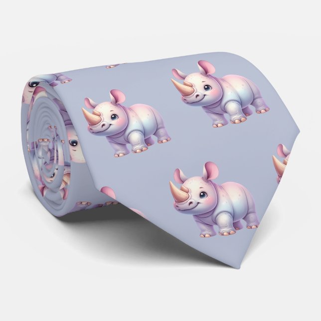 Corbata Rinocerontes Rinocerontes Kawaii moderno aburre be (Enrollado)