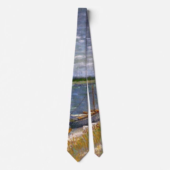 Corbata Río con botes de remo por Vincent van Gogh (Anverso)