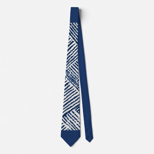 Corbata Ritmo Azul | Patrón Geométrico Azul Índigo  (Anverso)