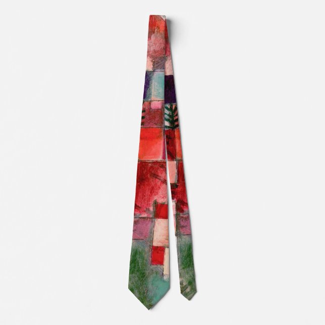 Corbata Ritmos verde rojo y amarillo violeta de Paul Klee (Anverso)