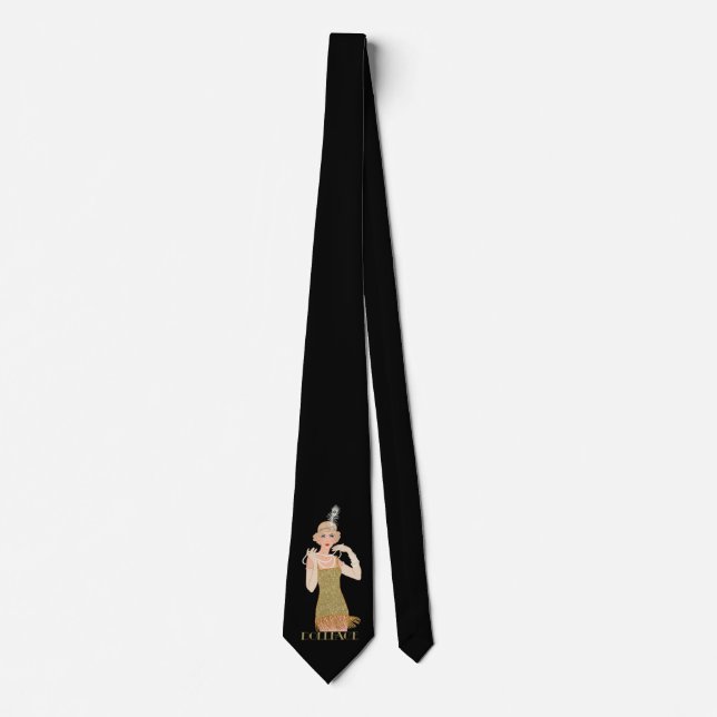 Corbata Roaring 20's Flapper Gold Purpurina Dollface (Anverso)